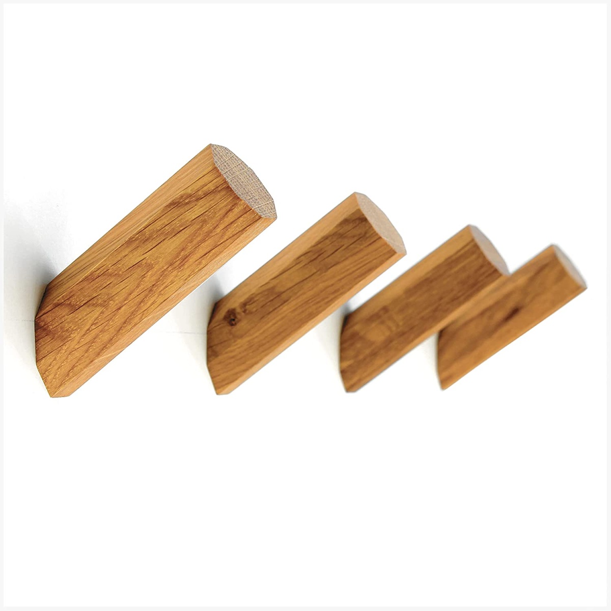 Set of 4 hooks natural wood wall hooks, modern decorative - Image 1