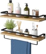 Wooden 2 Wall Shelf 42 cm, Shelf with Towel Holder