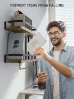 Wooden 2 Wall Shelf 42 cm, Shelf with Towel Holder - Image 5