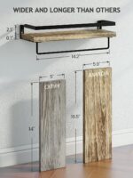 Wooden 2 Wall Shelf 42 cm, Shelf with Towel Holder - Image 7