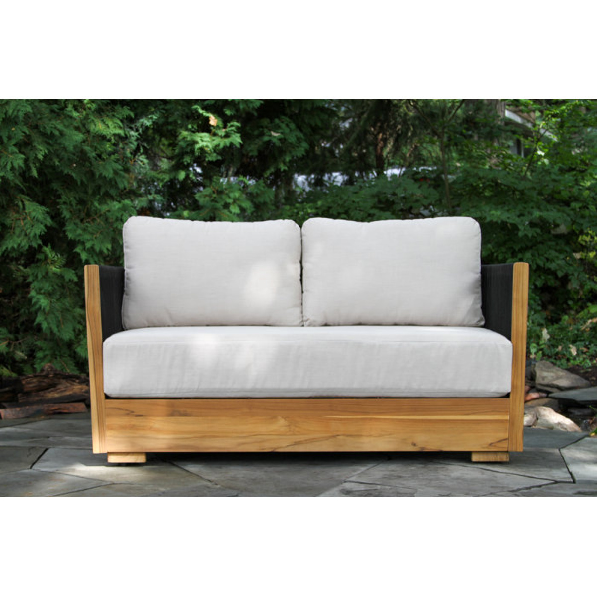 Aniston 59'' Teak Outdoor Loveseat with Sunbrella Cushions - Image 2