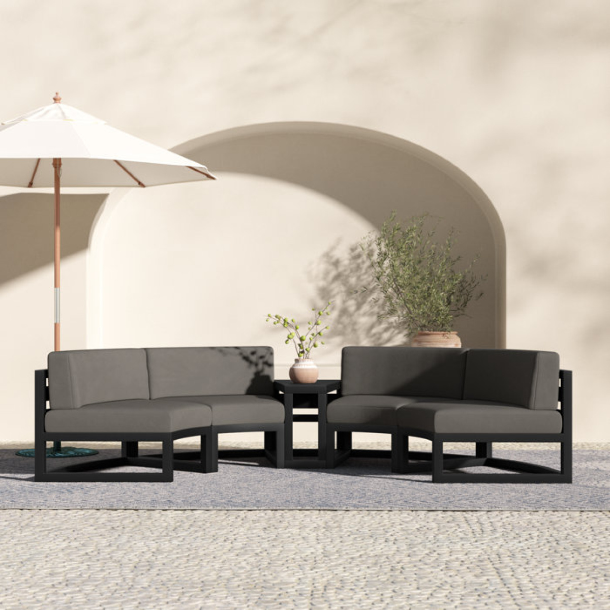 Bergeron Outdoor Curved Patio Sectional with Sunbrella Cushions - Image 2