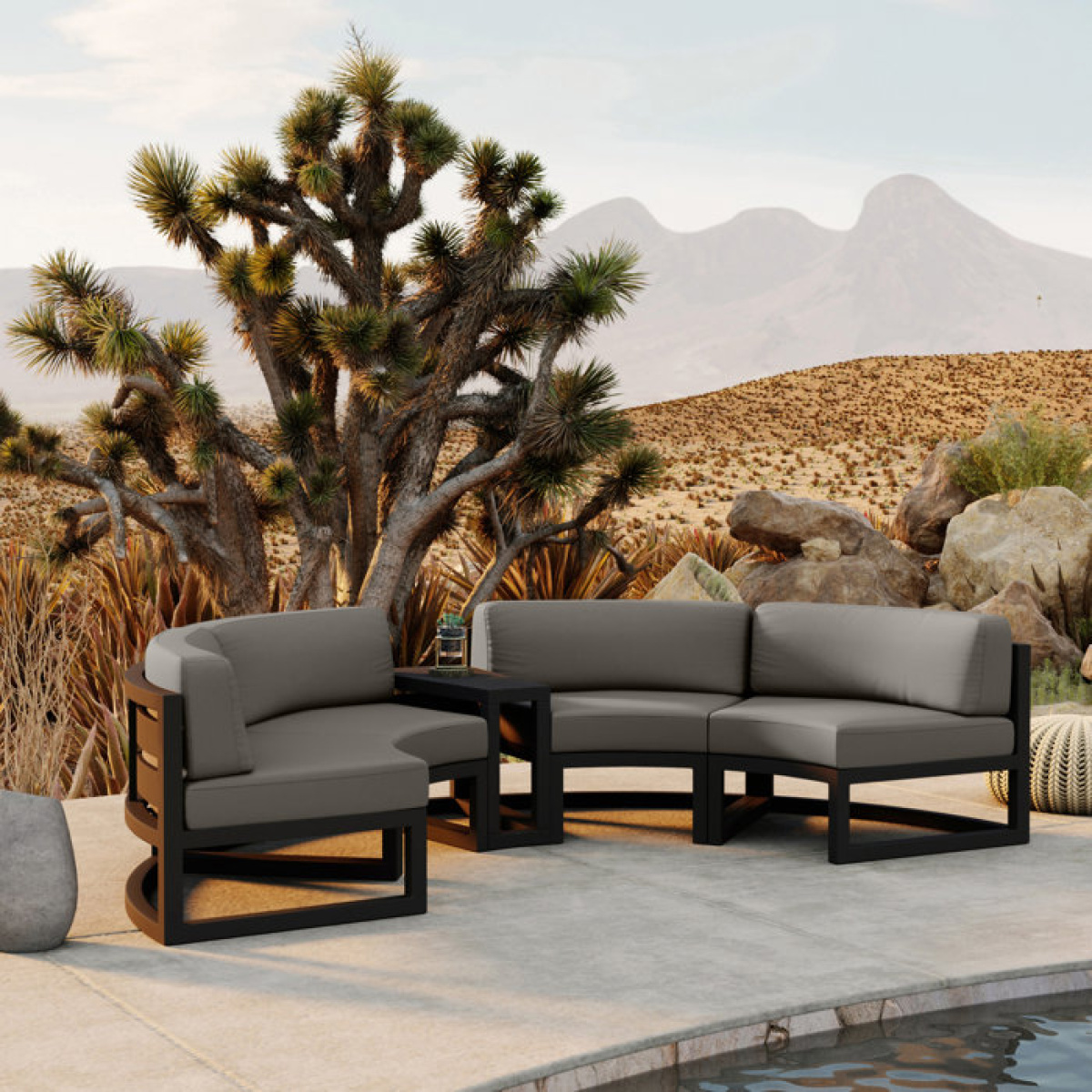 Bergeron Outdoor Curved Patio Sectional with Sunbrella Cushions - Image 3