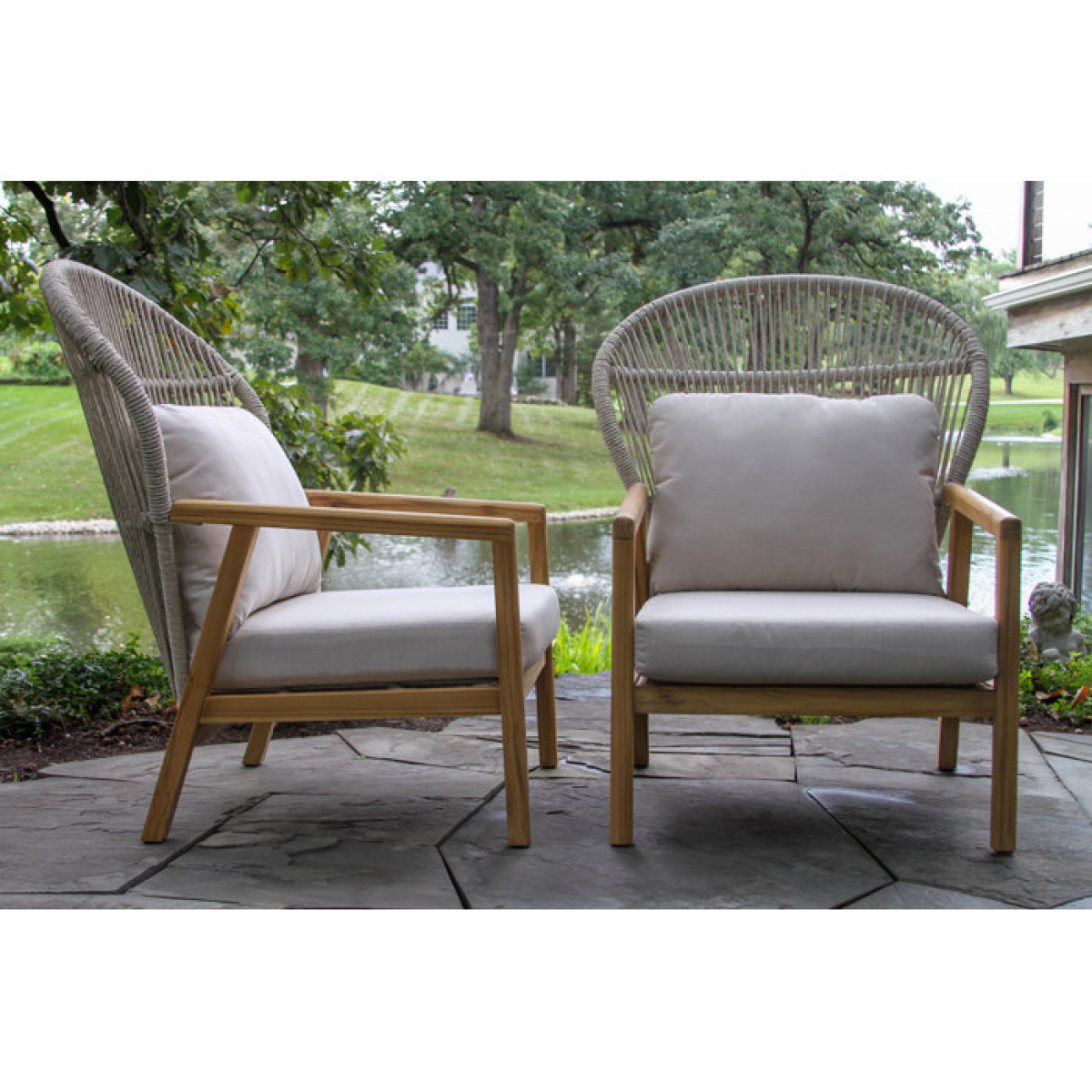 Bobinette Teak Patio Chair with Sunbrella Cushions (Set of 2) - Image 1