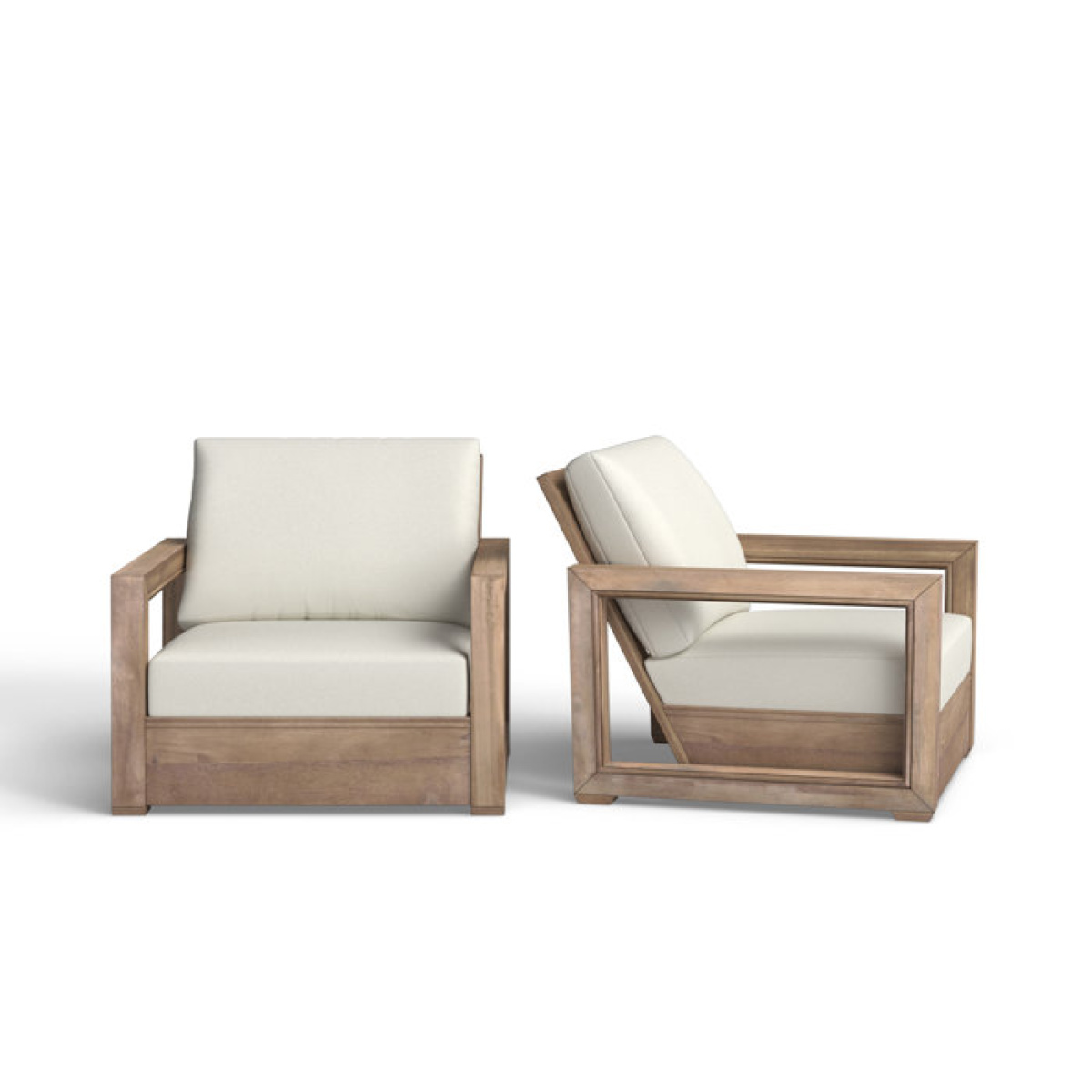 Donnie Acacia Outdoor Armless Lounge Chair with Cushion (Set of 2) - Image 1