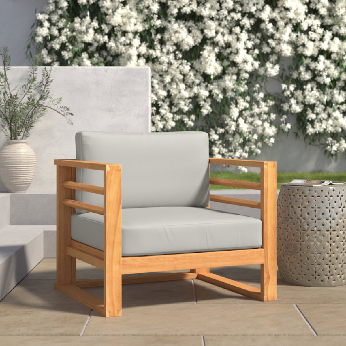 Felipa Teak Patio Chair with Cushions - Image 2
