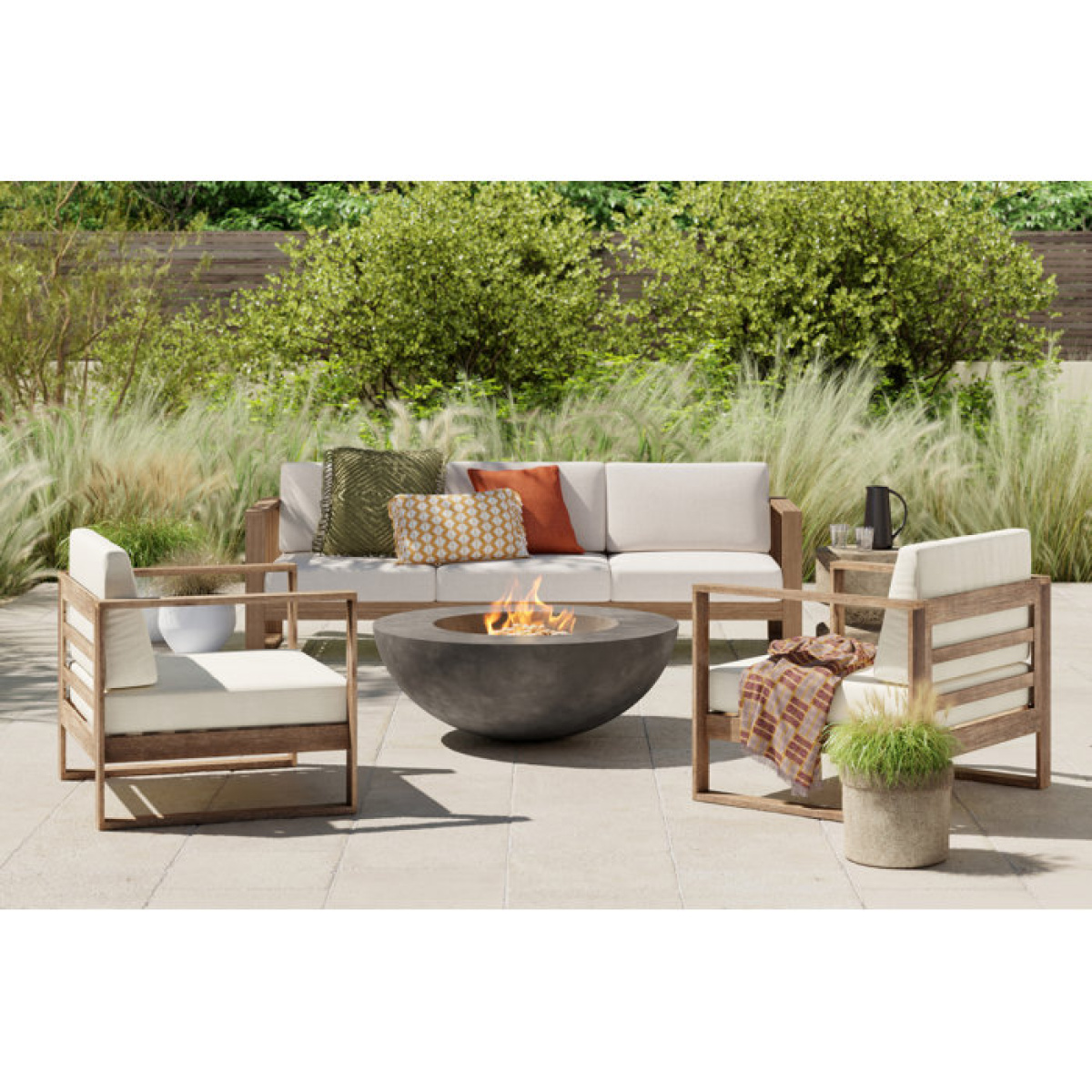 Gavina Outdoor Eucalyptus Single Chair with Cushions - Image 2