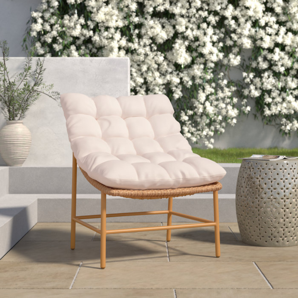 Gentry Outdoor Armless Lounge Chair with Cushion - Image 2
