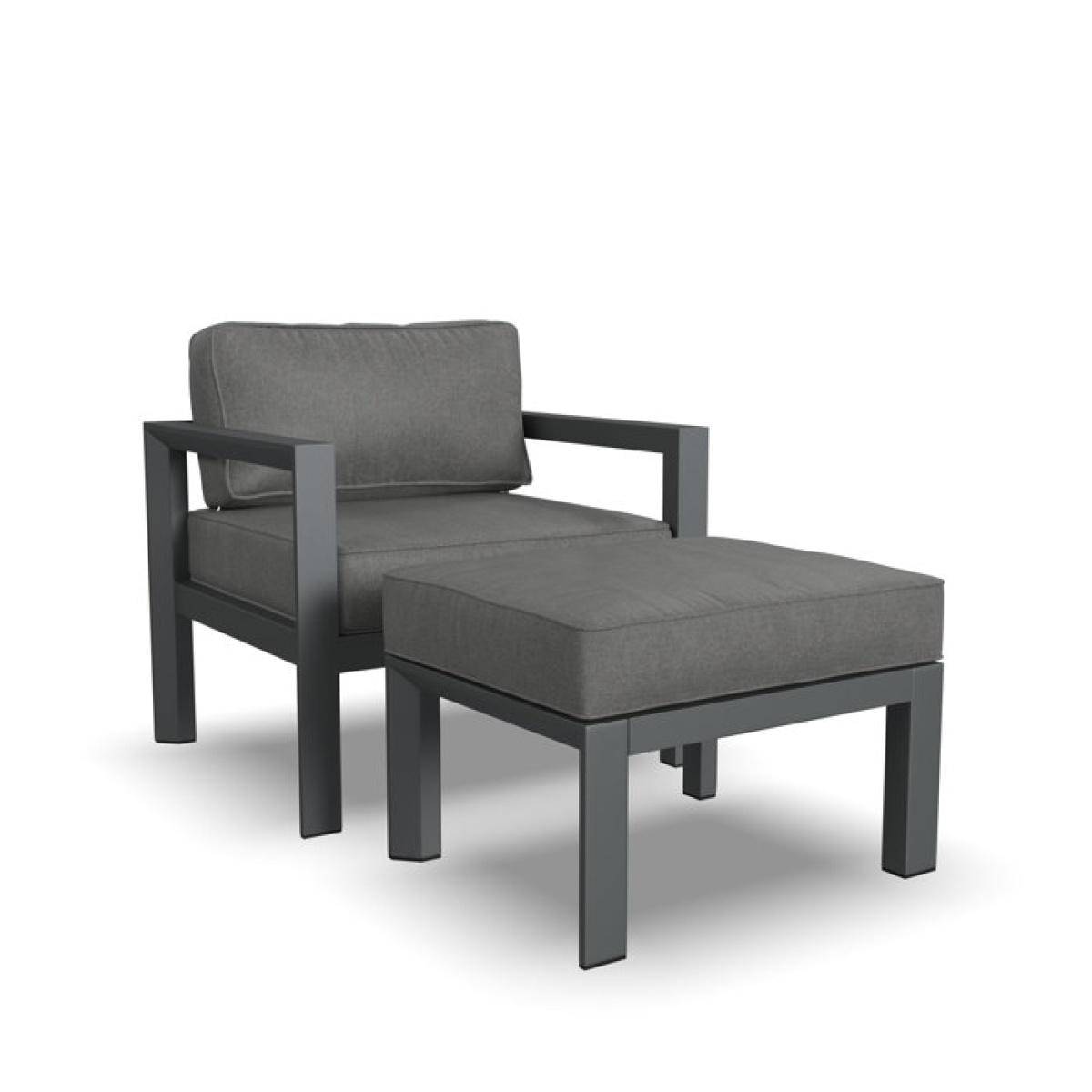 Greyson Patio Chair with Cushions and Ottoman - Image 1