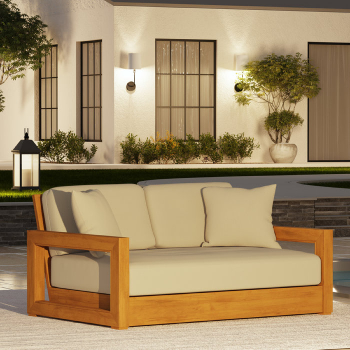 Melrose 52.75'' Teak Outdoor Loveseat - Image 2