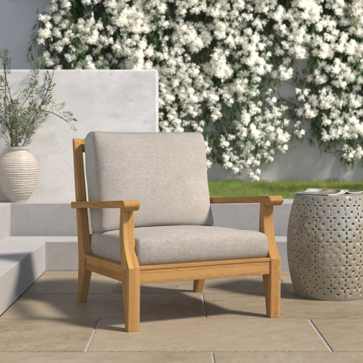 Nichols Teak Patio Chair with Sunbrella Cushions - Image 2