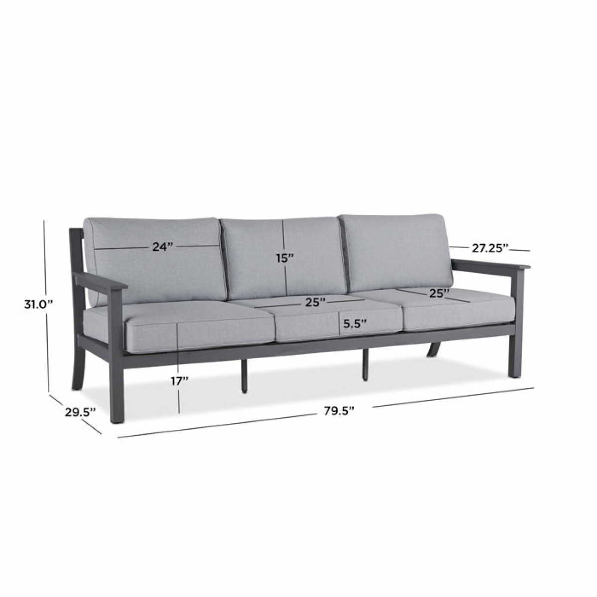 ORTUN 80" Metal Outdoor Couch with Cushions by Real Flame - Image 2