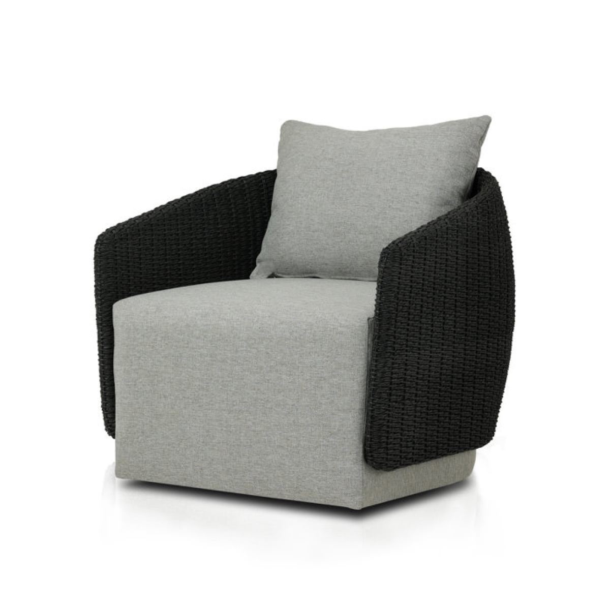 Odyn Swivel Wicker Outdoor Armless Lounge Chair with Cushion - Image 2