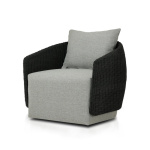Odyn Swivel Wicker Outdoor Armless Lounge Chair with Cushion - Image 2