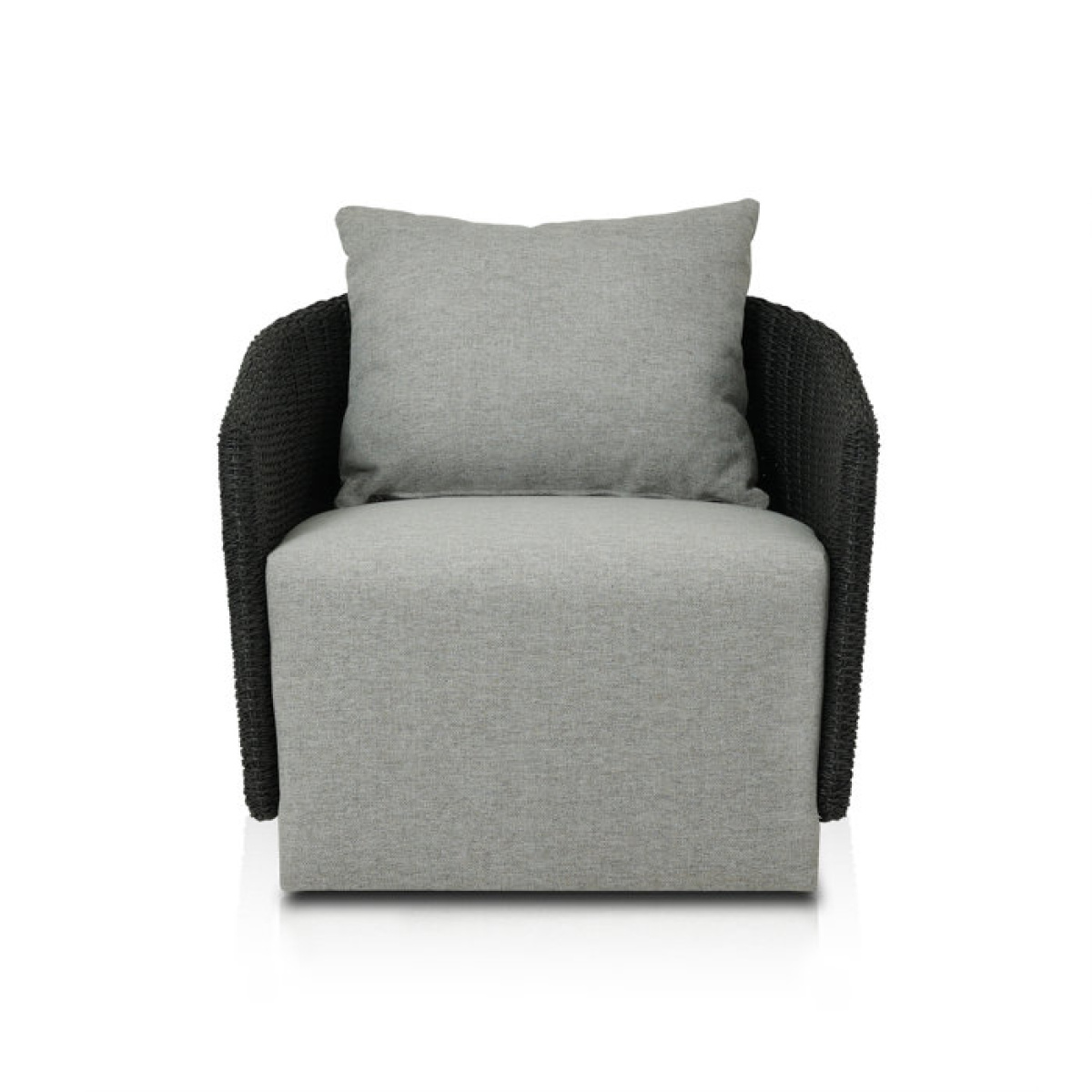 Odyn Swivel Wicker Outdoor Armless Lounge Chair with Cushion - Image 1