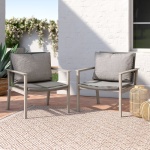 Outdoor Armless Lounge Chair with Cushion (Set of 2) - Image 2