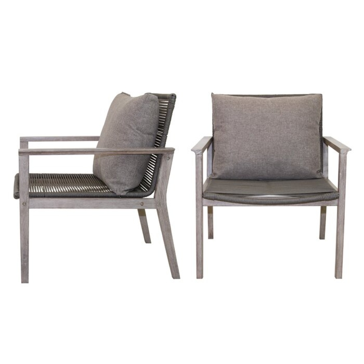 Outdoor Armless Lounge Chair with Cushion (Set of 2) - Image 1