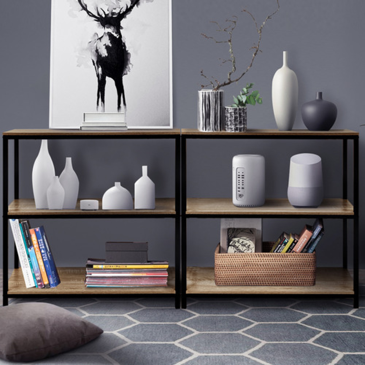 Randal 3 Tier Industrial Bookshelves (Set of 2) - Image 2