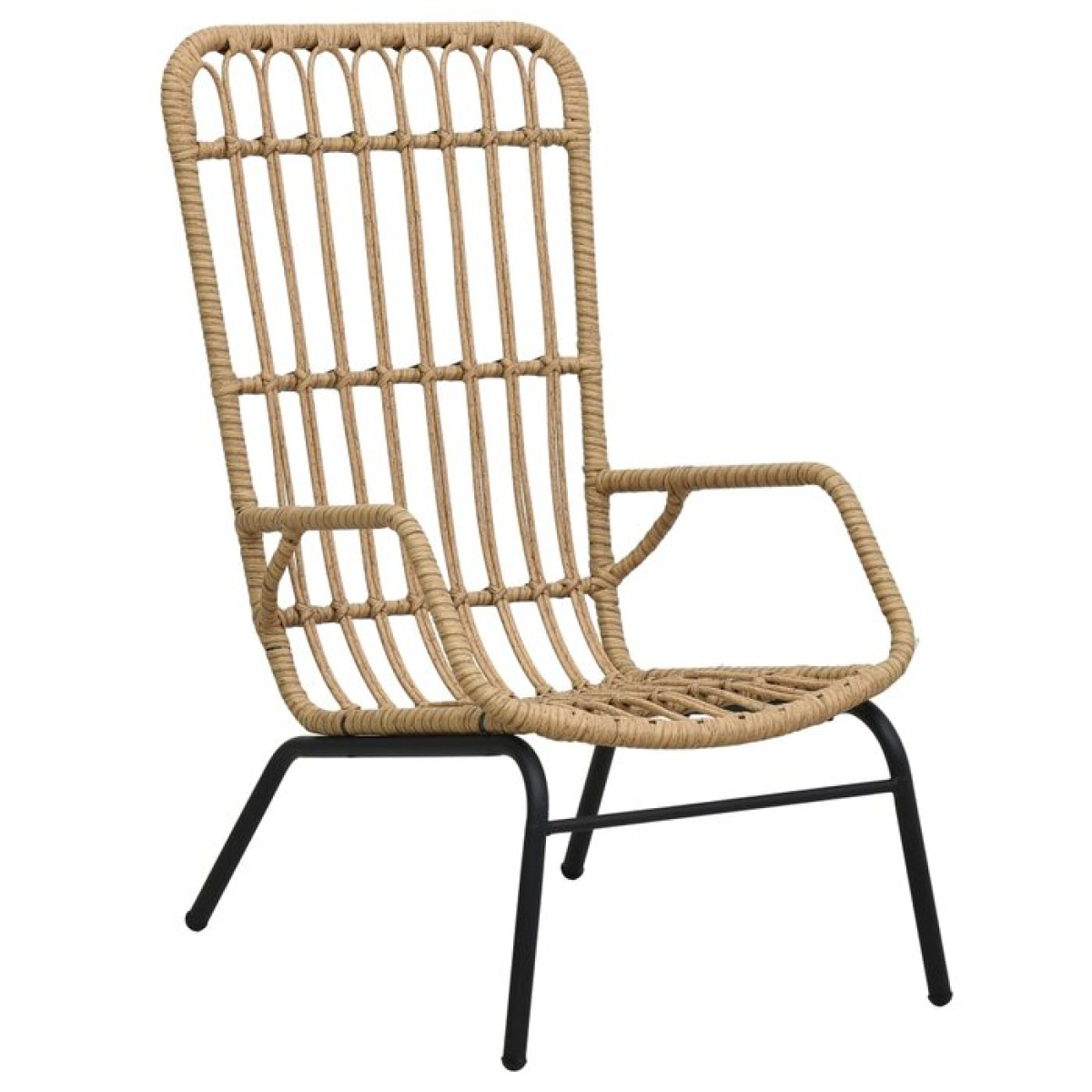 Rattan Dining Chair Patio Rattan Wicker Chair with Armrest Poly Rattan - Image 1