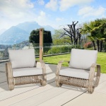 Romare Rattan Conversation Patio Chair with Cushions (Set of 2) - Image 3