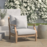 Samya Eucalyptus Outdoor Armless Lounge Chair with Cushion - Image 2