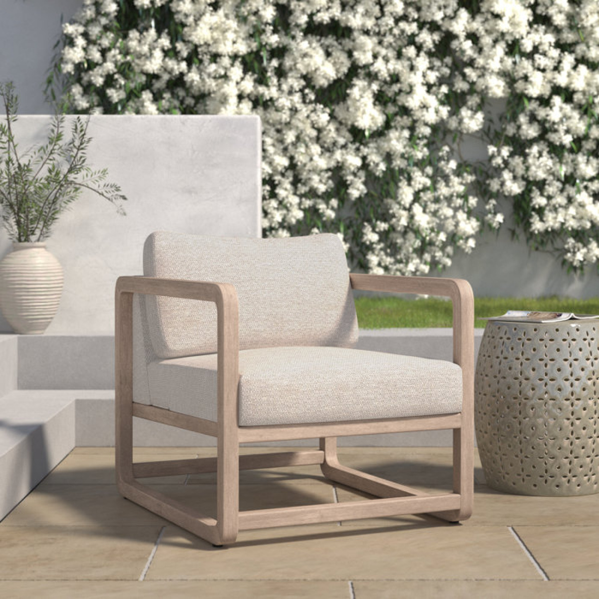 Vanya DeTeak Patio Chair with Cushions - Image 2