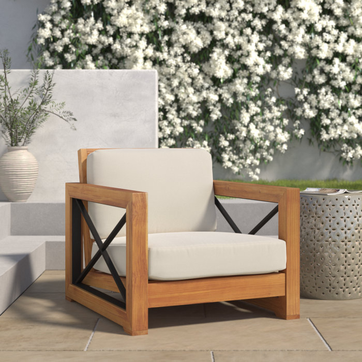 Vella Teak Patio Chair with Cushions - Image 2