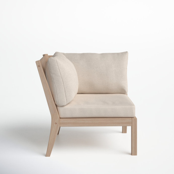 Amina Outdoor Solid Wood Acacia Corner Chair with Cushions