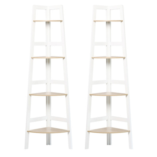 Hawaii 4 Tier Corner Ladder Shelves (Set of 2)
