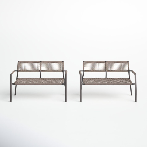 June 47.25'' Metal Outdoor Loveseat (Set of 2)