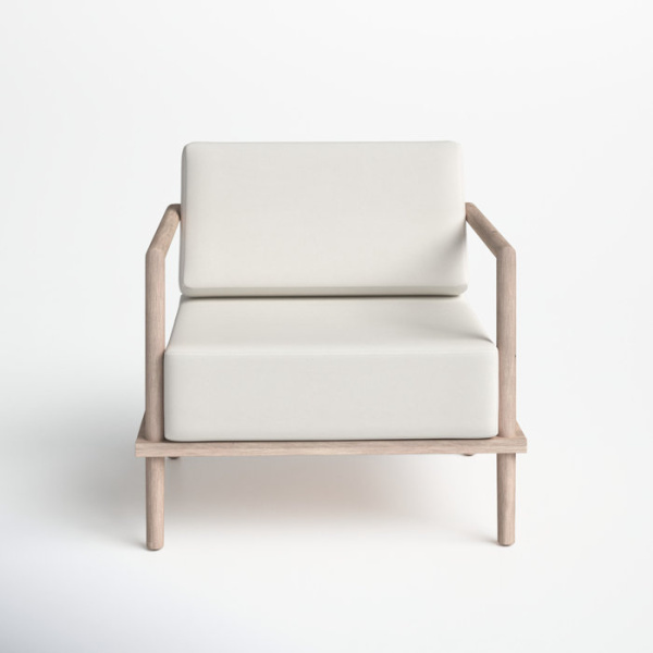 Nanette Acacia Outdoor Armless Lounge Chair with Cushion