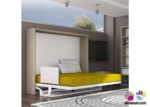 Sinkro model horizontal folding double bed with desk.
