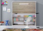 High folding bunk bed with desk, for 90 x 190 mattress