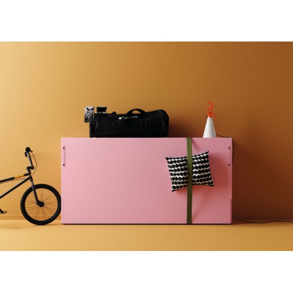 Horizontal folding bed with removable strap accessory