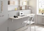 Horizontal folding bed with desk from the UD series, with corner wardrobe and stacked bookcase - Image 4