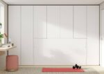 Horizontal folding bed without frame integrated between wardrobes
