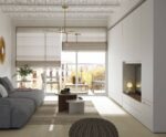 Vertical folding double bed with wardrobe and bookcase