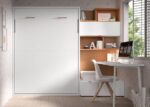 Bedroom with vertical folding bed measuring 135 x 190 with study area.
