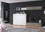 Living room with 150 x 190 horizontal folding bed with wall composition