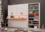 Horizontal folding bed with desk, upper wardrobe and bookcase. - Image 3