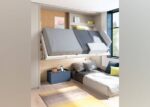 Shared bedroom with a folding bed, a high bed, a lower bed and a wardrobe - Image 3