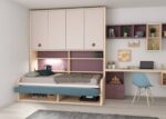 Horizontal folding bed with sofa, upper wardrobe and study area - Image 2