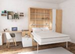 Horizontal folding bunk bed with sofa, trundle bed and 2 desks - Image 2