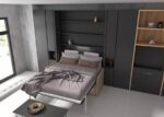 Folding double bed with sofa, wardrobes and extendable table - Image 2