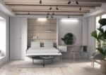 Bedroom with fold-out sofa, desk, in Nordic style - Image 2