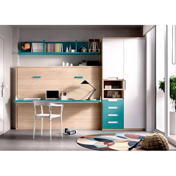 Studio with horizontal folding bed with folding desk and wardrobe