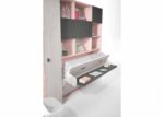 Youth bedroom with folding bed, wardrobe and desk - Image 2