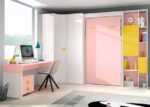 Vertical folding children's bedroom, wardrobes and study area.