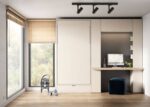 Vertical folding bed and desk with interior shelves