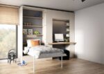 Vertical folding bed and desk with interior shelves - Image 2